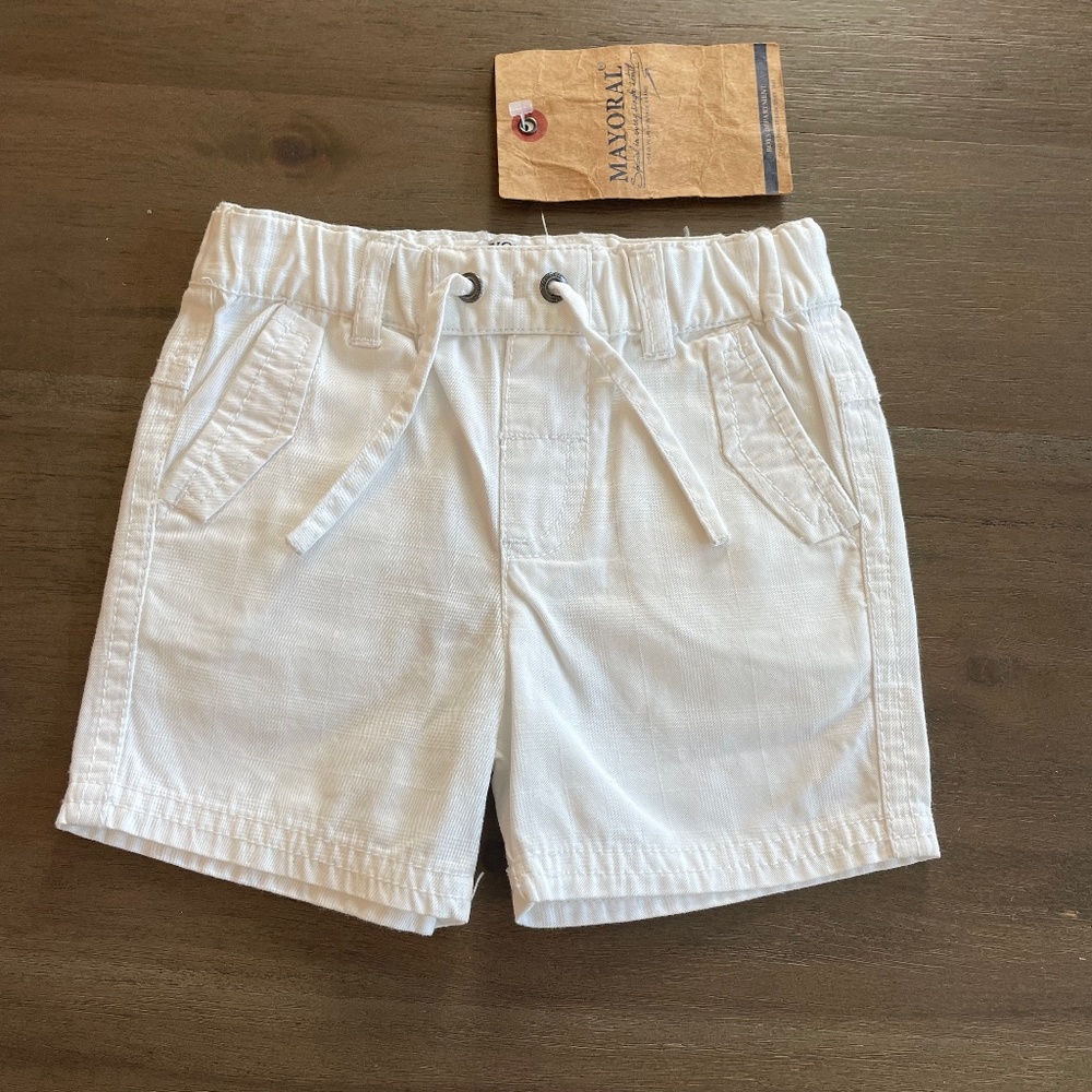 New Baby Mayoral White Faux Drawstring Short - Picture 1 of 2